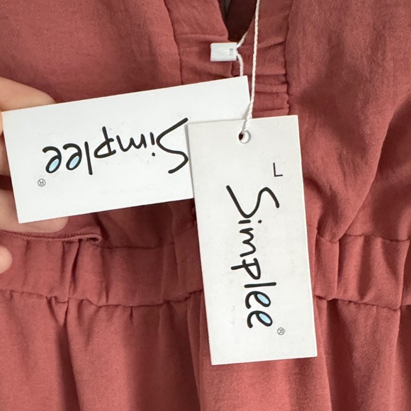 Simple Dusty Rose Tiered V-Neck Maxi Dress - Picture 4 of 4